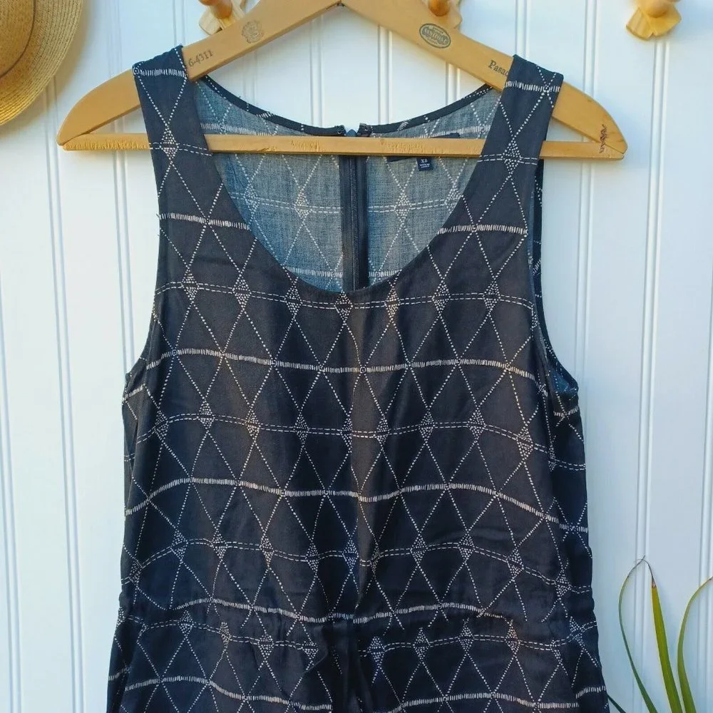 Madewell Diamond Dot  Sleeveless Jumpsuit Size XS  Black Cream Tribal Boho - Picture 3 of 11